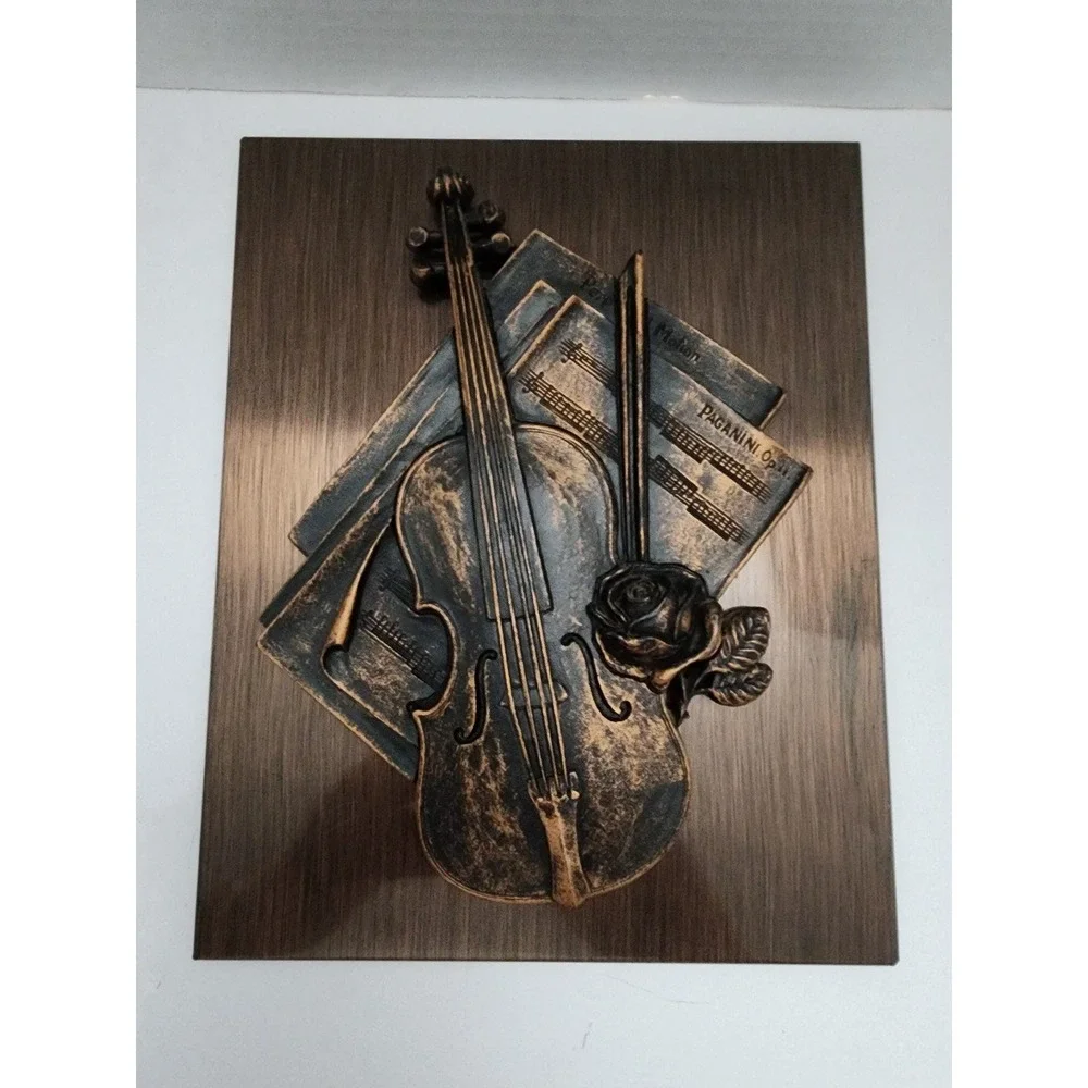 Coppercraft Guild copper art Violin roses and sheet music‎ 3D